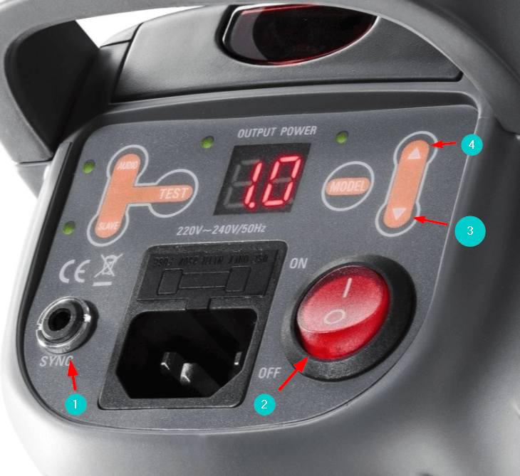 Blitzgerät mit Markierungen